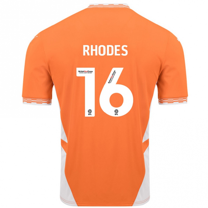 Kids Football Jordan Rhodes #16 Orange White Home Jersey 2024/25 T-Shirt Australia