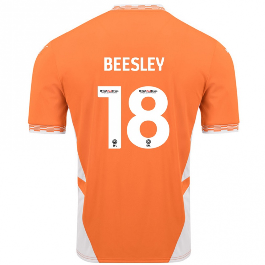 Kids Football Jake Beesley #18 Orange White Home Jersey 2024/25 T-Shirt Australia