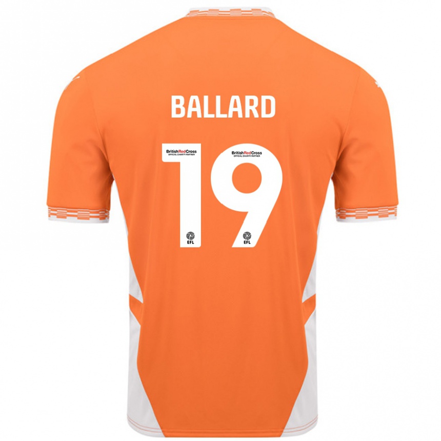 Kids Football Dom Ballard #19 Orange White Home Jersey 2024/25 T-Shirt Australia