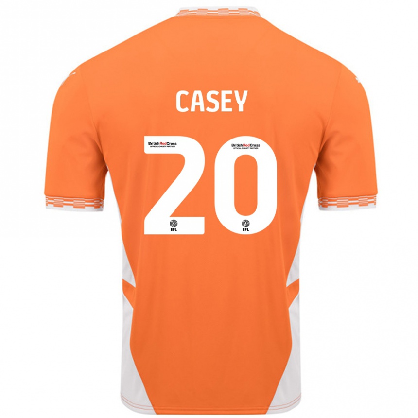 Kids Football Oliver Casey #20 Orange White Home Jersey 2024/25 T-Shirt Australia