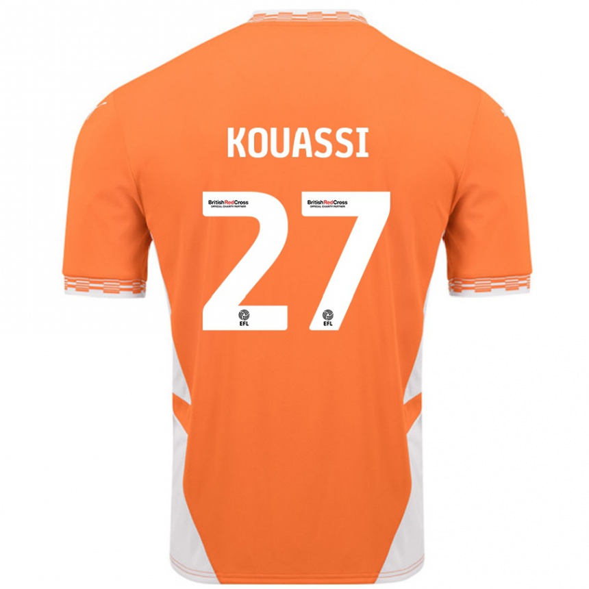 Kids Football Kylian Kouassi #27 Orange White Home Jersey 2024/25 T-Shirt Australia