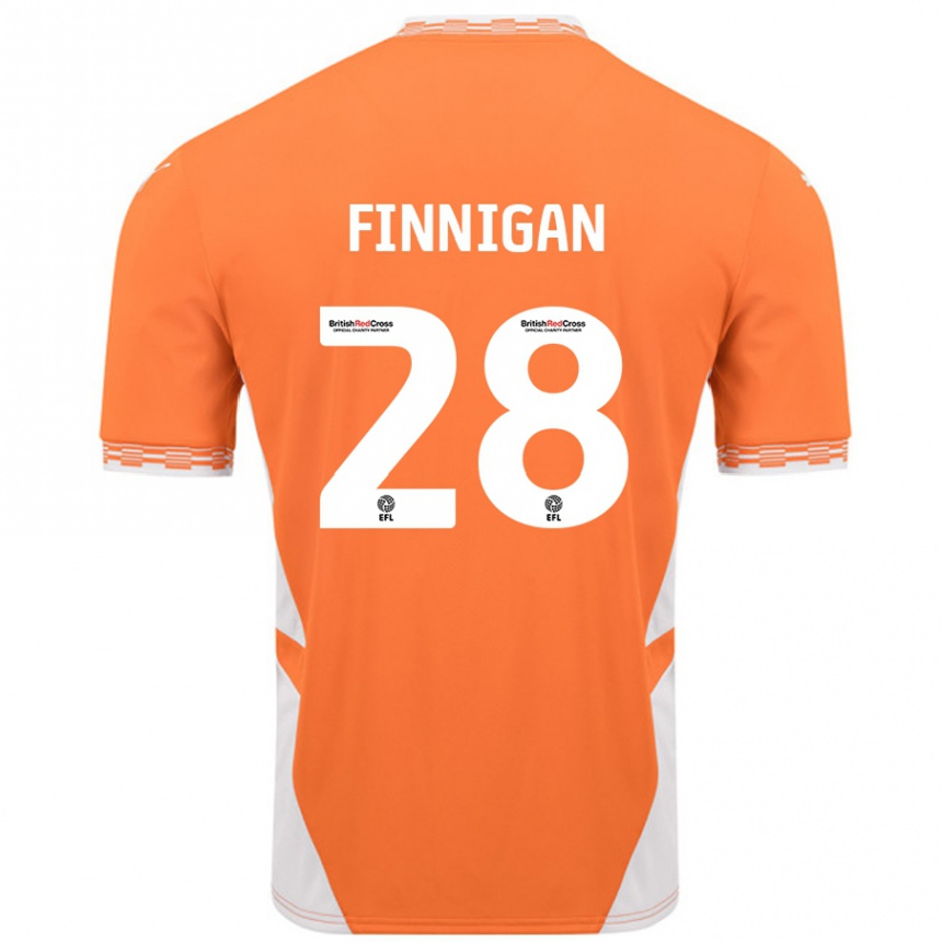 Kids Football Ryan Finnigan #28 Orange White Home Jersey 2024/25 T-Shirt Australia