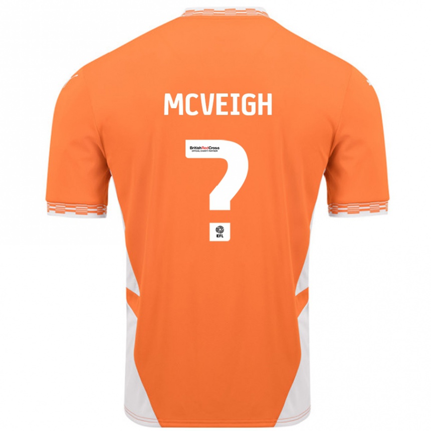 Kids Football Conor Mcveigh #0 Orange White Home Jersey 2024/25 T-Shirt Australia