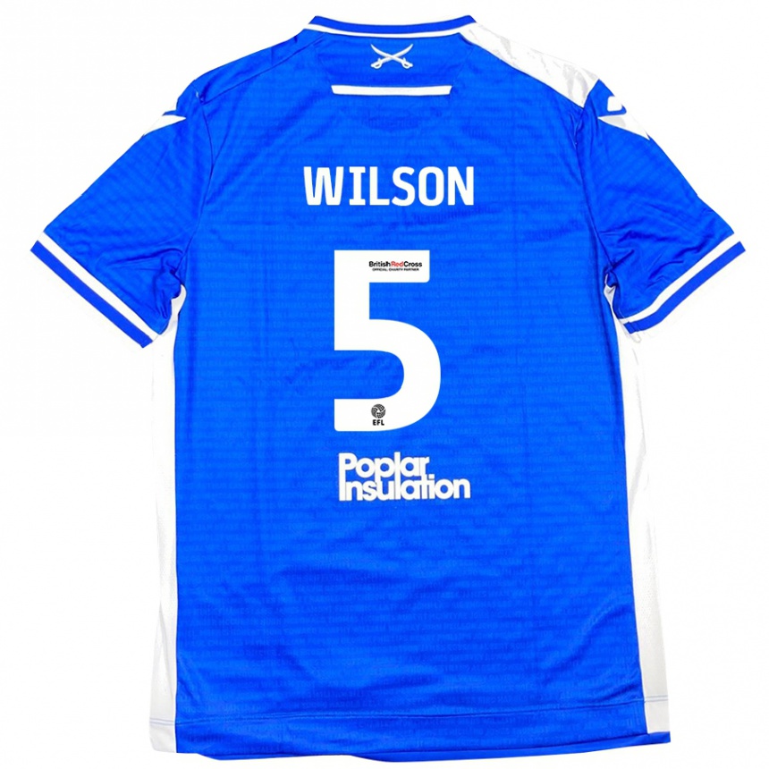 Kids Football James Wilson #5 Blue White Home Jersey 2024/25 T-Shirt Australia