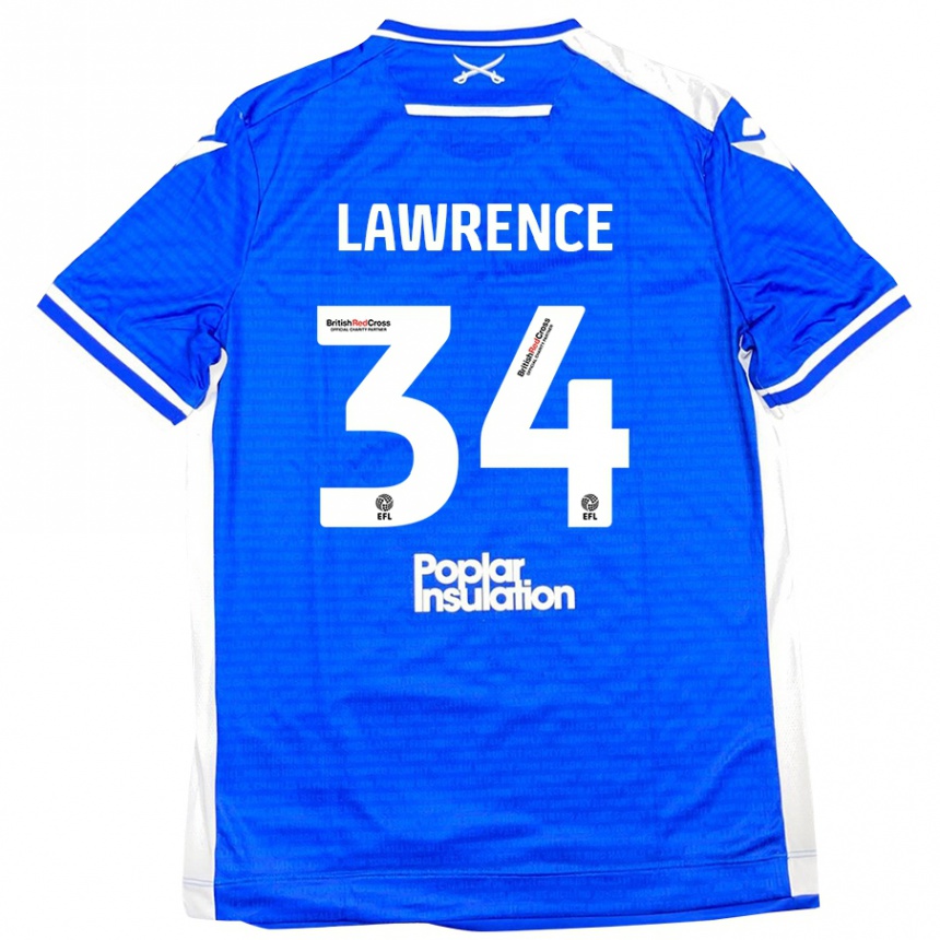 Kids Football Jerry Lawrence #34 Blue White Home Jersey 2024/25 T-Shirt Australia