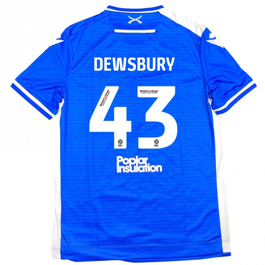 Kids Football Ollie Dewsbury #43 Blue White Home Jersey 2024/25 T-Shirt Australia