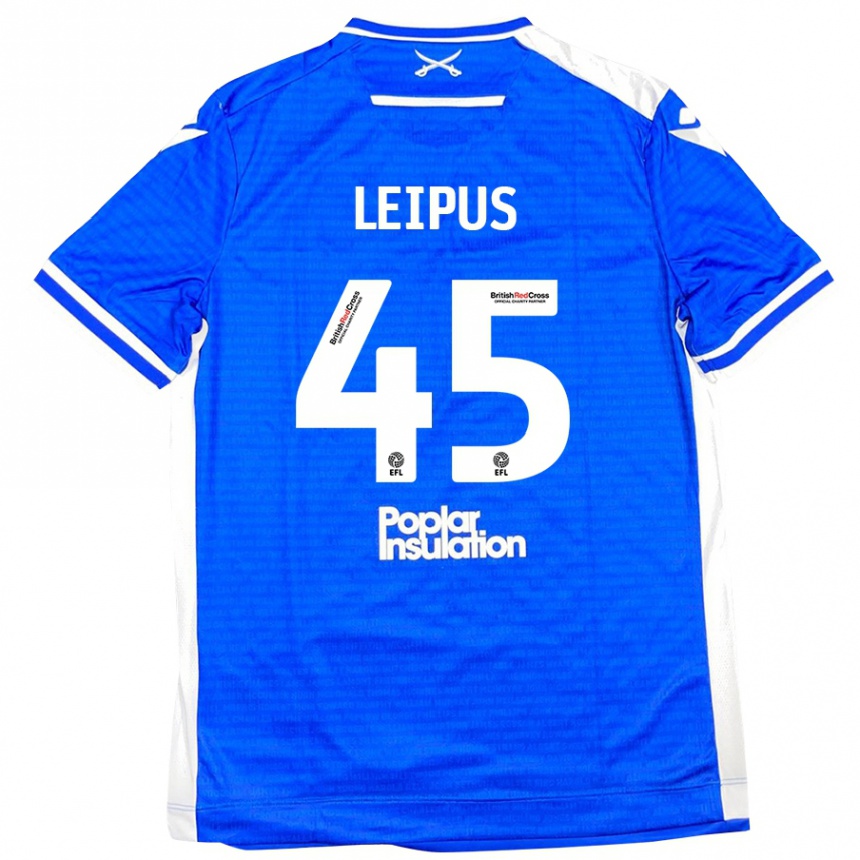 Kids Football Brooklyn Leipus #45 Blue White Home Jersey 2024/25 T-Shirt Australia