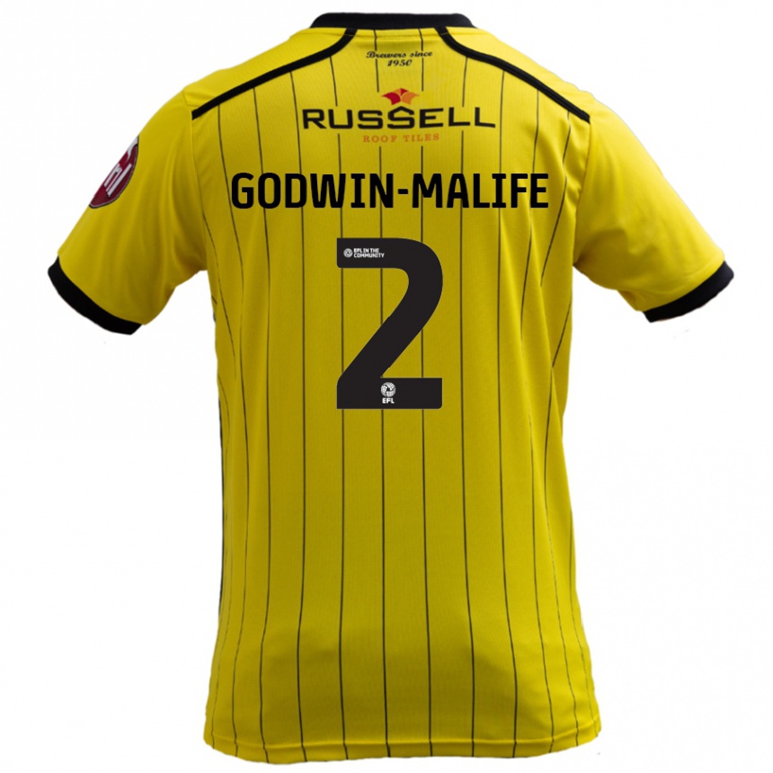 Kids Football Udoka Godwin-Malife #2 Yellow Home Jersey 2024/25 T-Shirt Australia