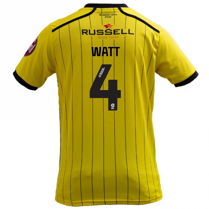 Kids Football Elliot Watt #4 Yellow Home Jersey 2024/25 T-Shirt Australia