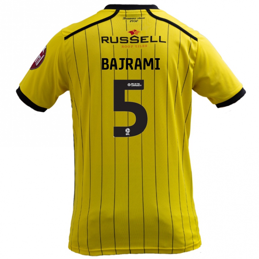 Kids Football Geraldo Bajrami #5 Yellow Home Jersey 2024/25 T-Shirt Australia