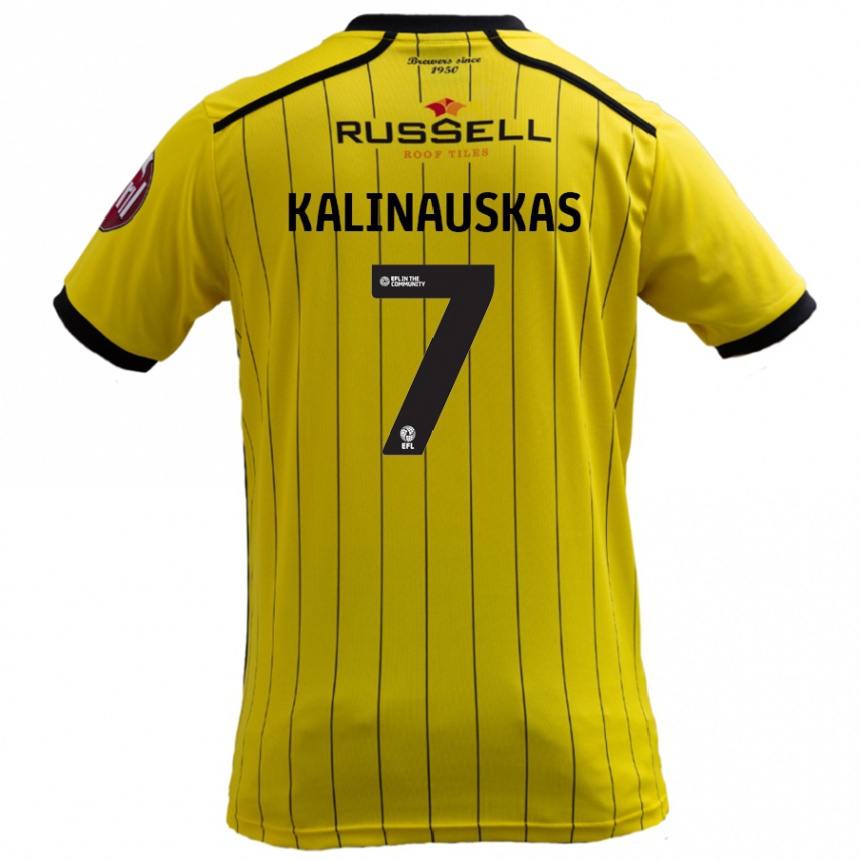 Kids Football Tomas Kalinauskas #7 Yellow Home Jersey 2024/25 T-Shirt Australia