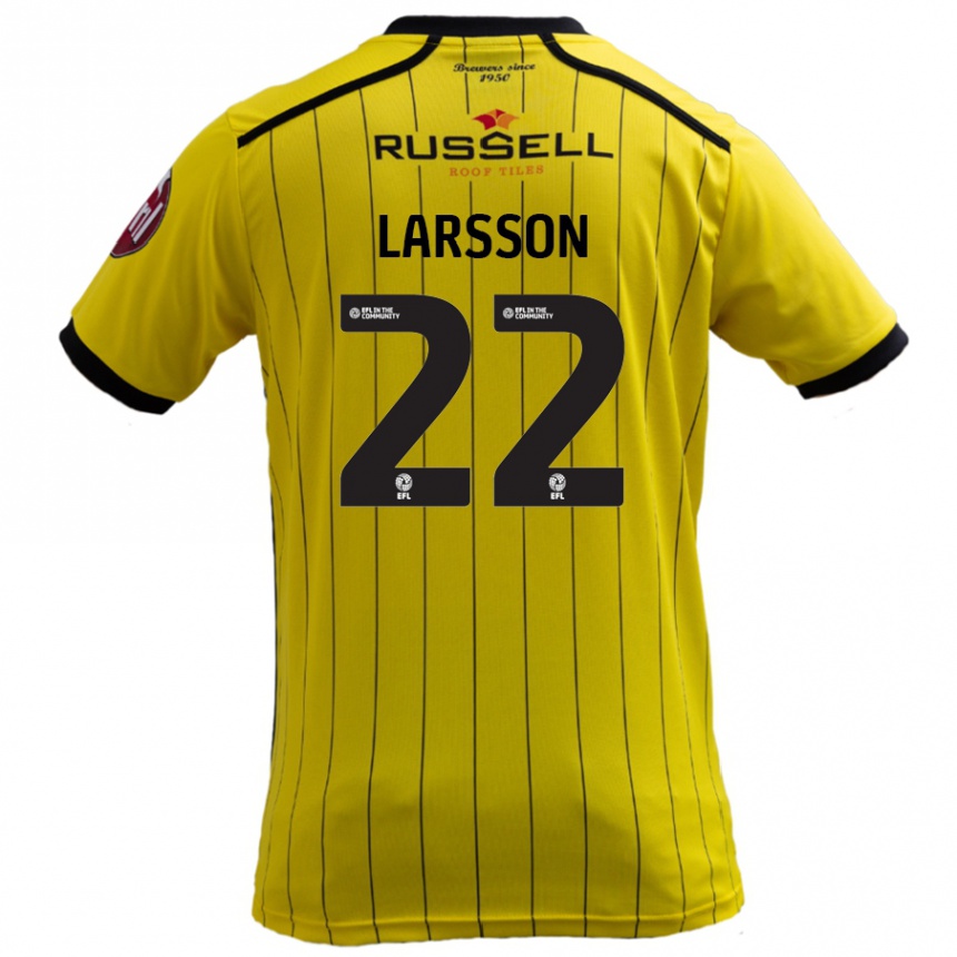 Kids Football Julian Larsson #22 Yellow Home Jersey 2024/25 T-Shirt Australia