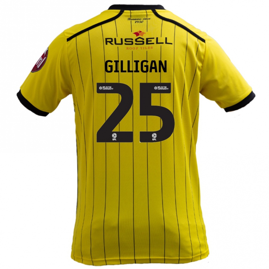 Kids Football Ciaran Gilligan #25 Yellow Home Jersey 2024/25 T-Shirt Australia