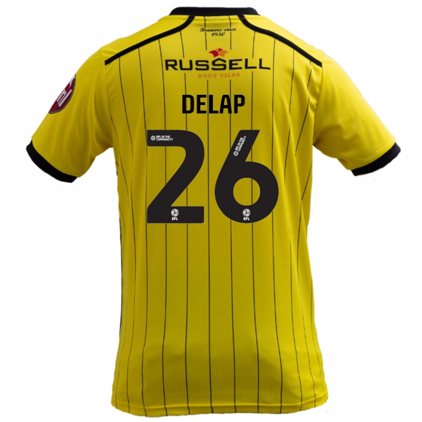 Kids Football Finn Delap #26 Yellow Home Jersey 2024/25 T-Shirt Australia