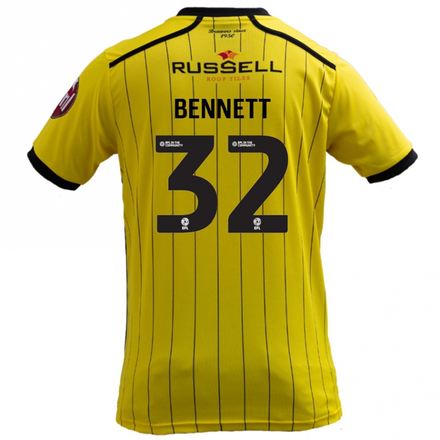 Kids Football Mason Bennett #32 Yellow Home Jersey 2024/25 T-Shirt Australia