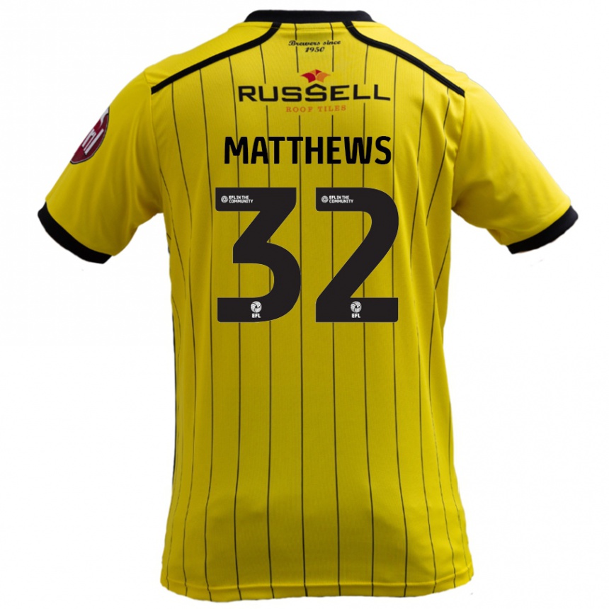 Kids Football Daniel Matthews #32 Yellow Home Jersey 2024/25 T-Shirt Australia