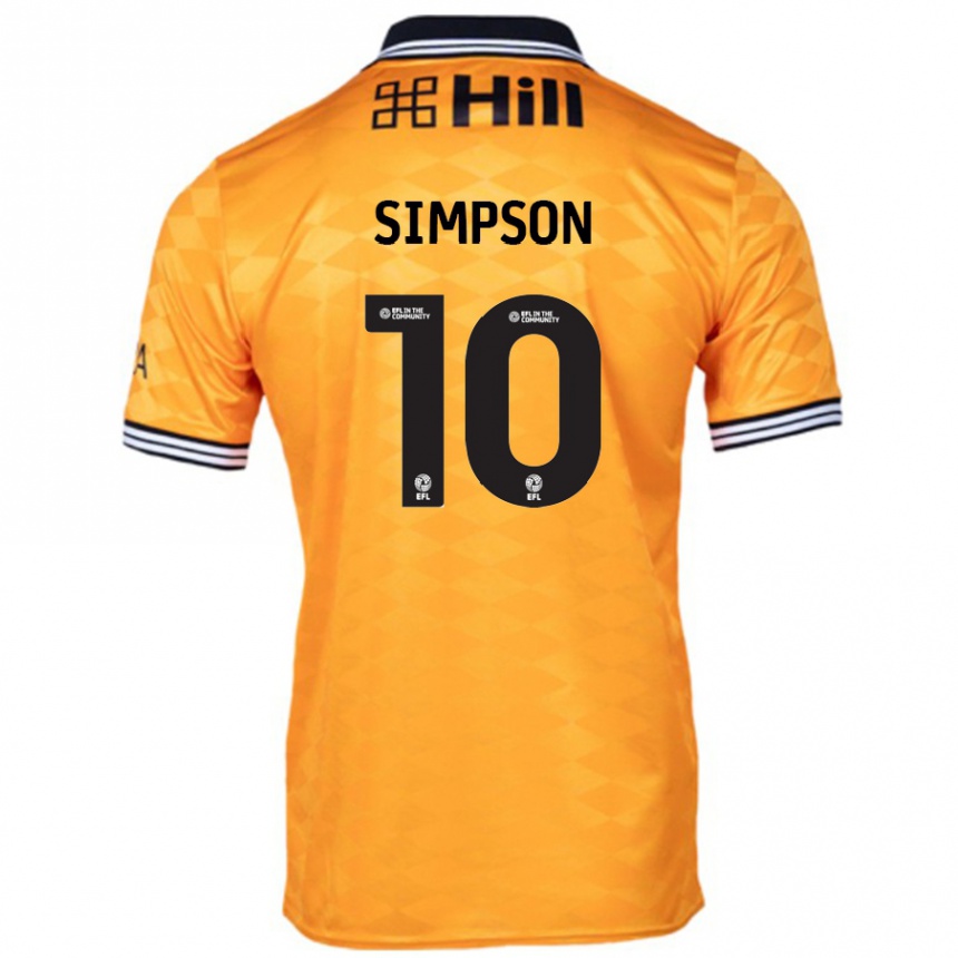 Kids Football Harley-Jean Simpson #10 Orange Home Jersey 2024/25 T-Shirt Australia