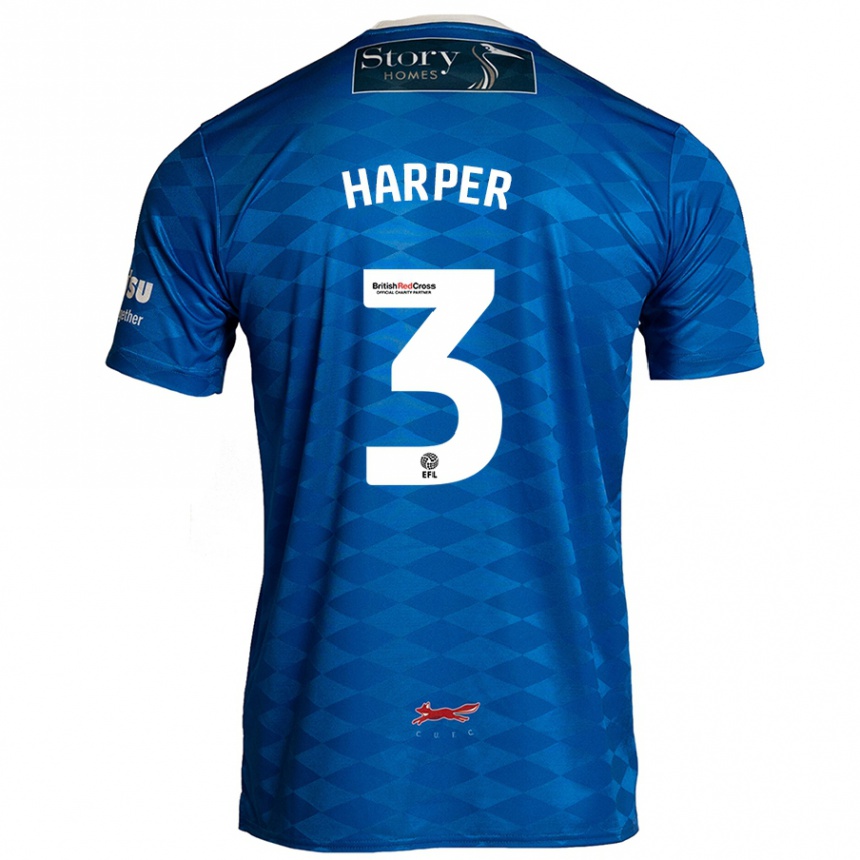 Kids Football Cameron Harper #3 Blue Home Jersey 2024/25 T-Shirt Australia