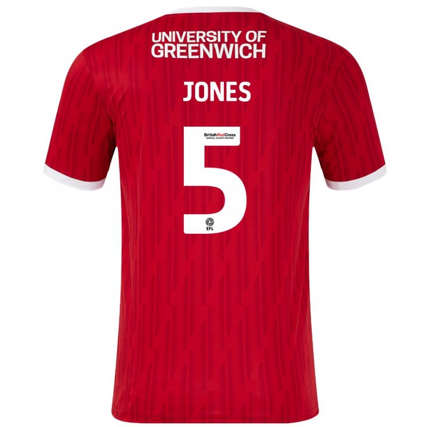 Kids Football Lloyd Jones #5 Red White Home Jersey 2024/25 T-Shirt Australia