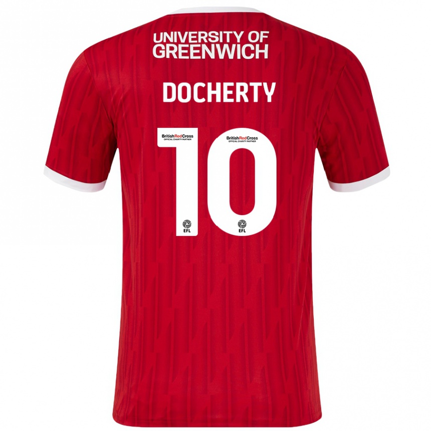 Kids Football Greg Docherty #10 Red White Home Jersey 2024/25 T-Shirt Australia