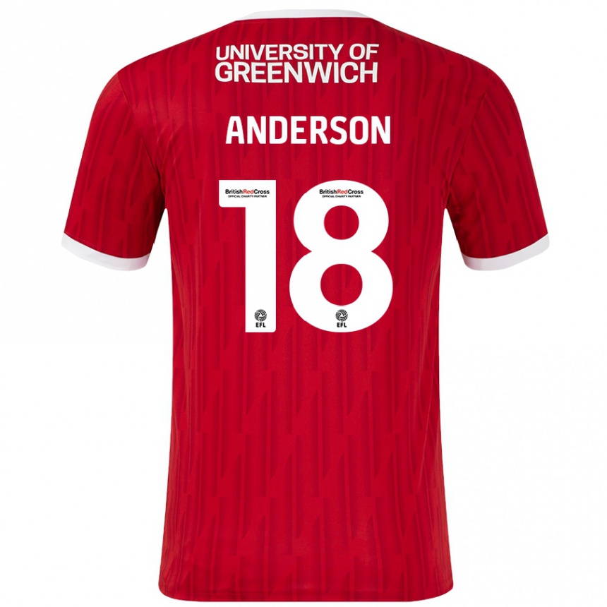 Kids Football Karoy Anderson #18 Red White Home Jersey 2024/25 T-Shirt Australia