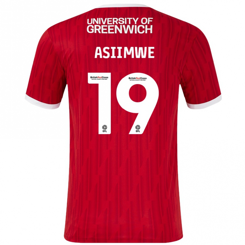 Kids Football Nathan Asiimwe #19 Red White Home Jersey 2024/25 T-Shirt Australia