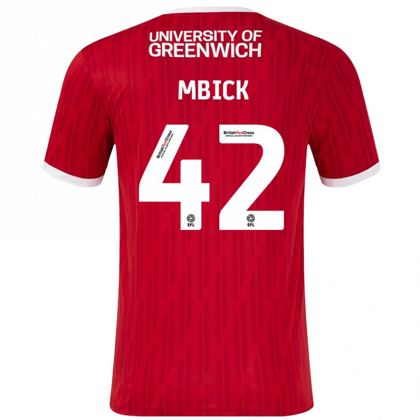 Kids Football Micah Mbick #42 Red White Home Jersey 2024/25 T-Shirt Australia