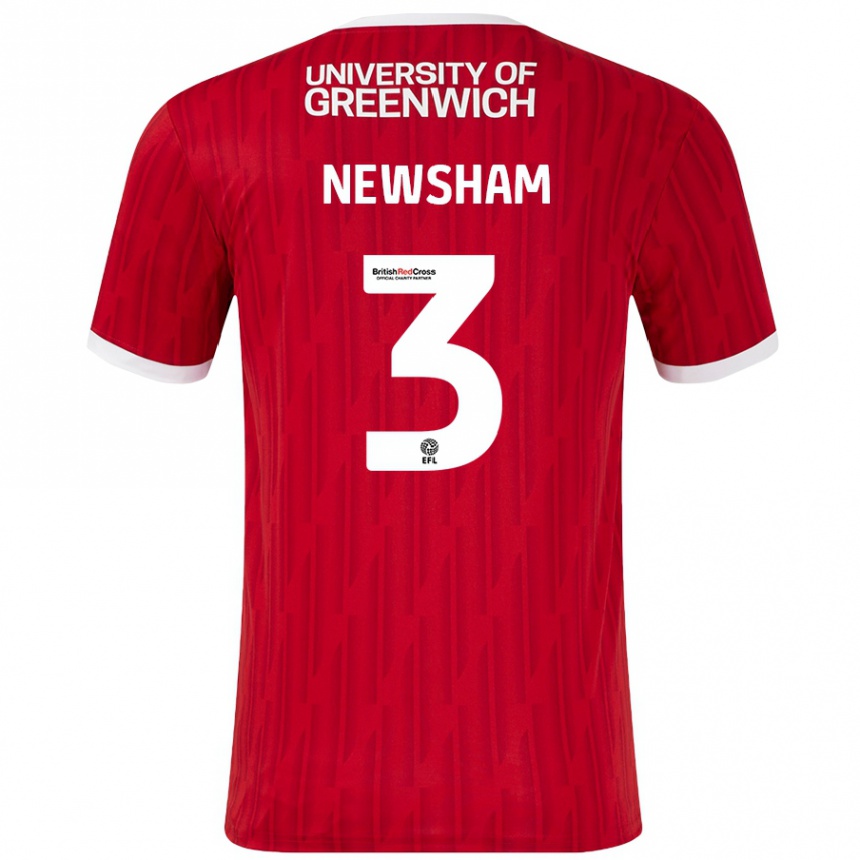 Kids Football Charlotte Newsham #3 Red White Home Jersey 2024/25 T-Shirt Australia