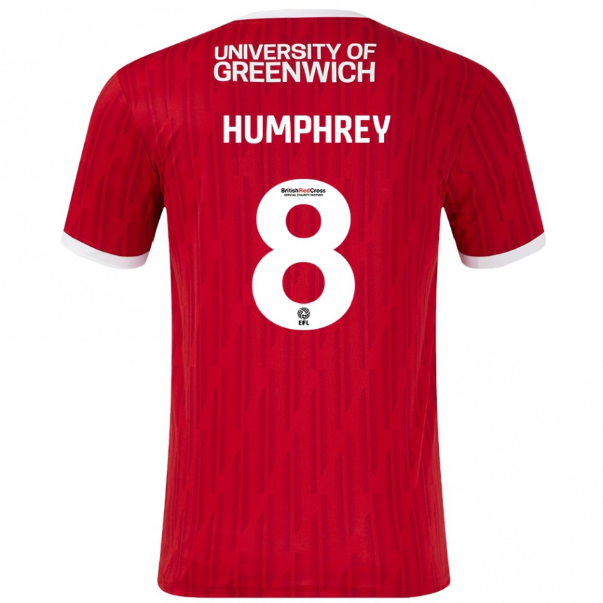 Kids Football Carla Humphrey #8 Red White Home Jersey 2024/25 T-Shirt Australia