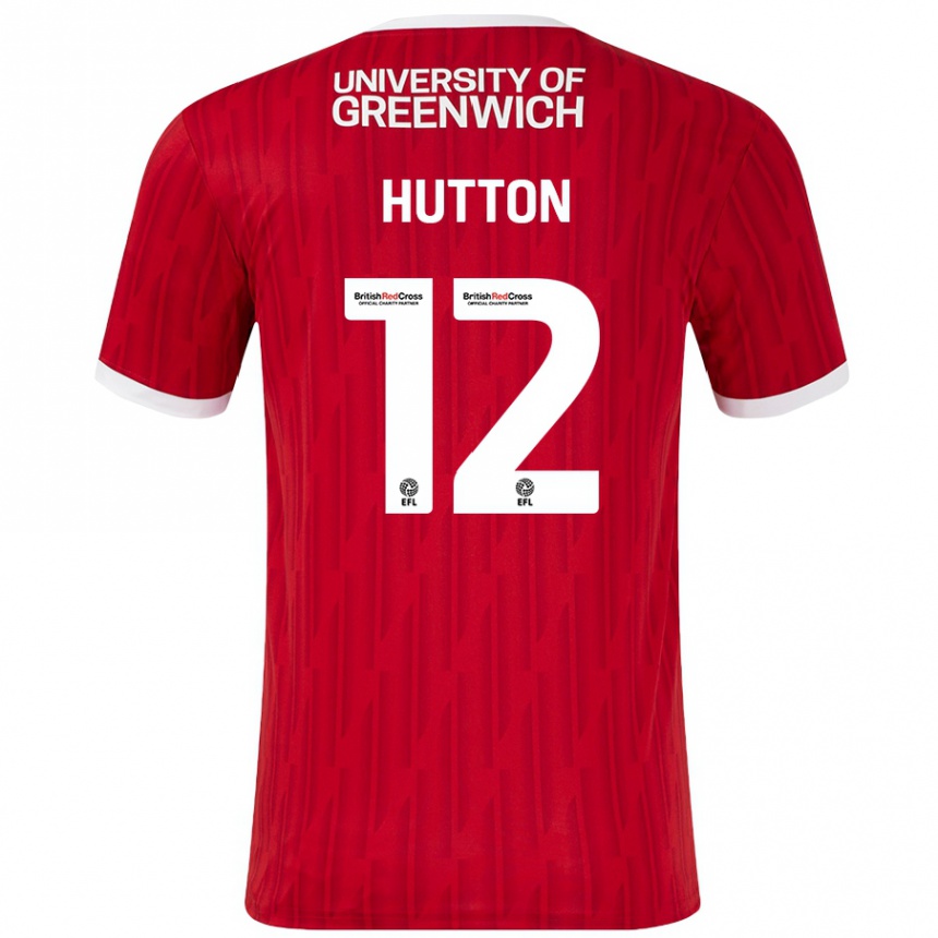 Kids Football Jodie Hutton #12 Red White Home Jersey 2024/25 T-Shirt Australia