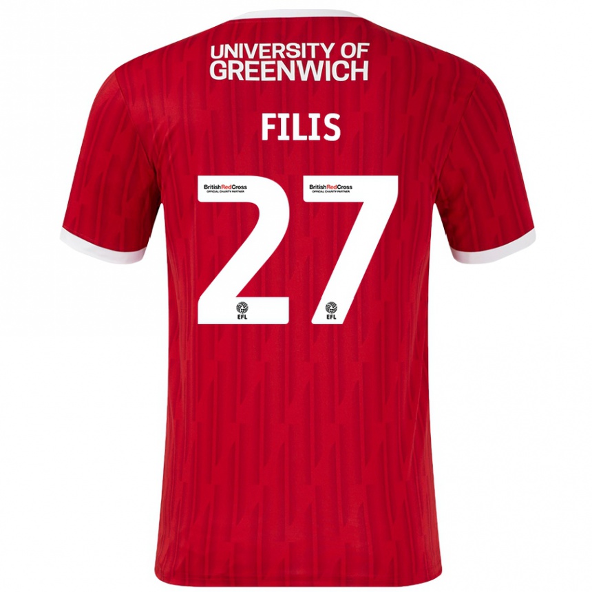 Kids Football Melisa Filis #27 Red White Home Jersey 2024/25 T-Shirt Australia