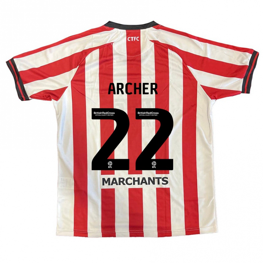 Kids Football Ethon Archer #22 Red White Home Jersey 2024/25 T-Shirt Australia