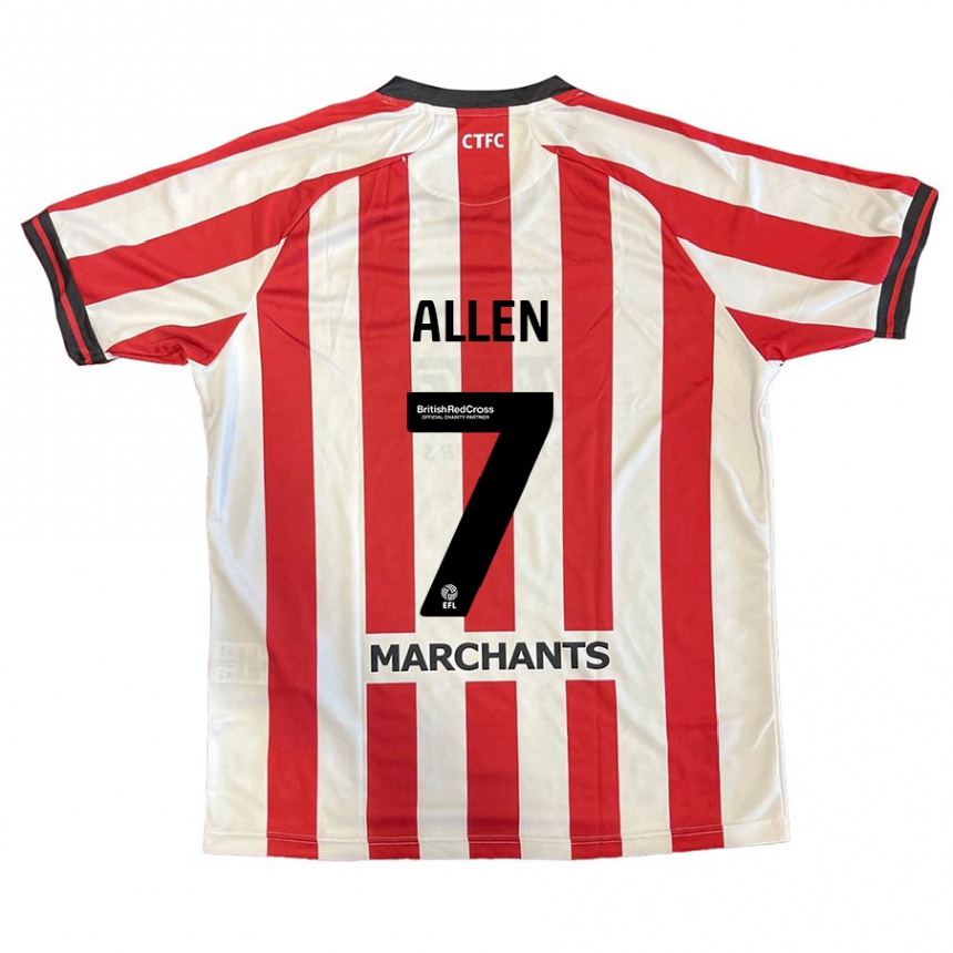 Kids Football Emily Allen #7 Red White Home Jersey 2024/25 T-Shirt Australia