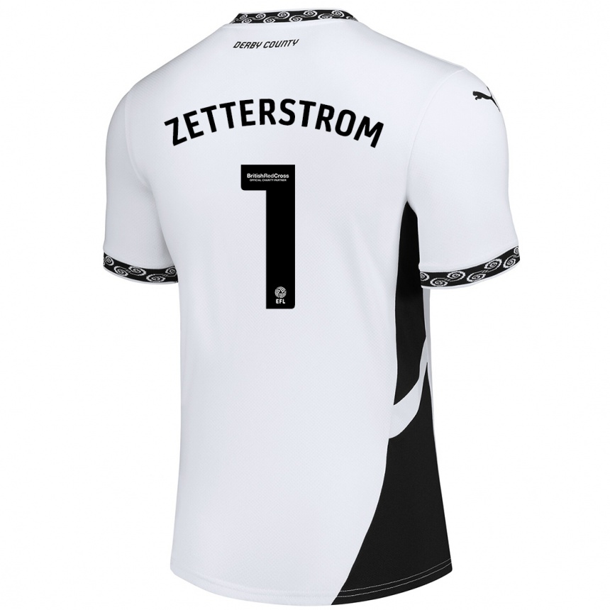 Kids Football Jacob Widell Zetterström #1 White Black Home Jersey 2024/25 T-Shirt Australia