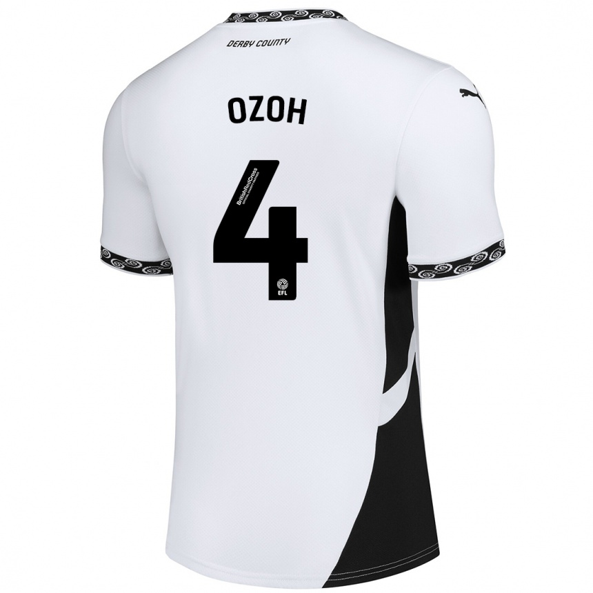 Kids Football David Ozoh #4 White Black Home Jersey 2024/25 T-Shirt Australia