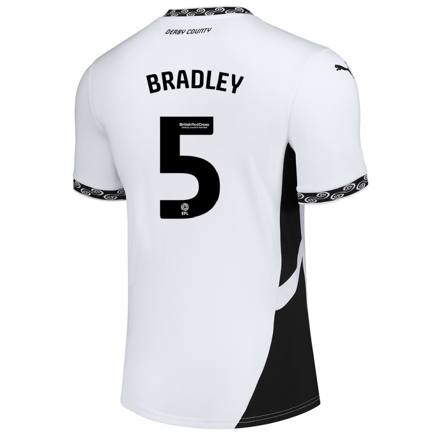 Kids Football Sonny Bradley #5 White Black Home Jersey 2024/25 T-Shirt Australia