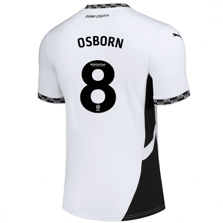 Kids Football Ben Osborn #8 White Black Home Jersey 2024/25 T-Shirt Australia