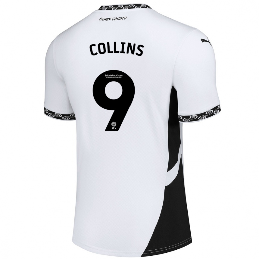 Kids Football James Collins #9 White Black Home Jersey 2024/25 T-Shirt Australia