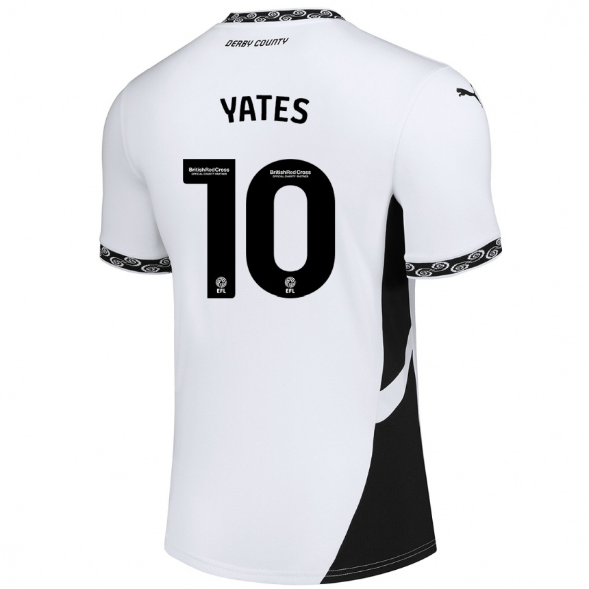 Kids Football Jerry Yates #10 White Black Home Jersey 2024/25 T-Shirt Australia