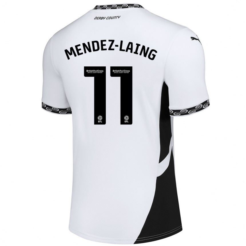 Kids Football Nathaniel Méndez-Laing #11 White Black Home Jersey 2024/25 T-Shirt Australia