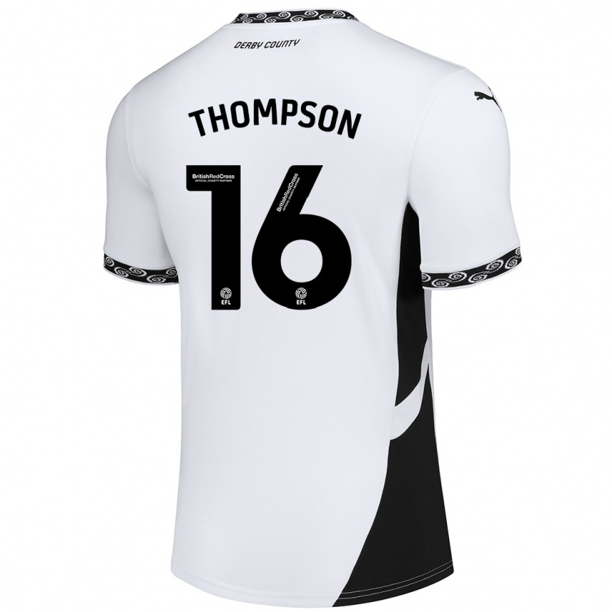 Kids Football Liam Thompson #16 White Black Home Jersey 2024/25 T-Shirt Australia