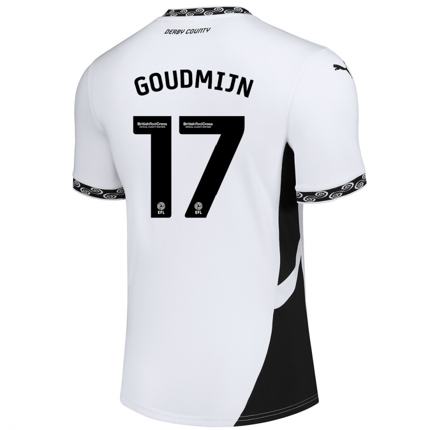 Kids Football Kenzo Goudmijn #17 White Black Home Jersey 2024/25 T-Shirt Australia