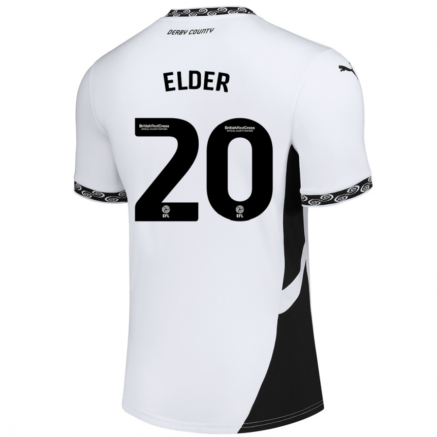 Kids Football Callum Elder #20 White Black Home Jersey 2024/25 T-Shirt Australia