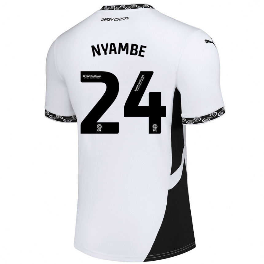 Kids Football Ryan Nyambe #24 White Black Home Jersey 2024/25 T-Shirt Australia