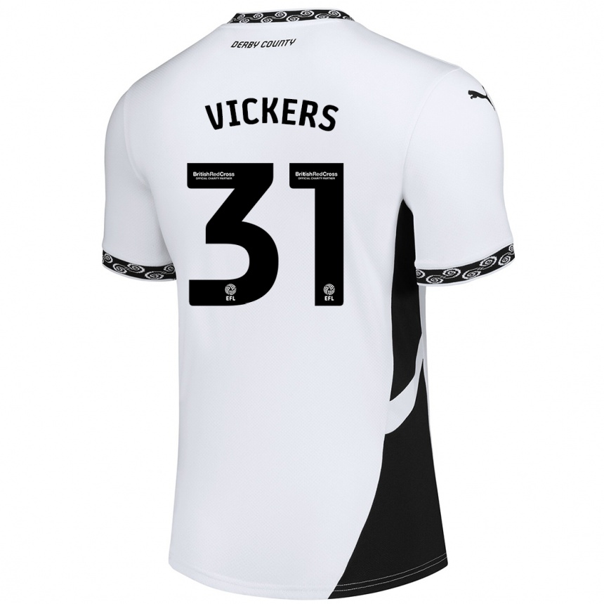 Kids Football Josh Vickers #31 White Black Home Jersey 2024/25 T-Shirt Australia