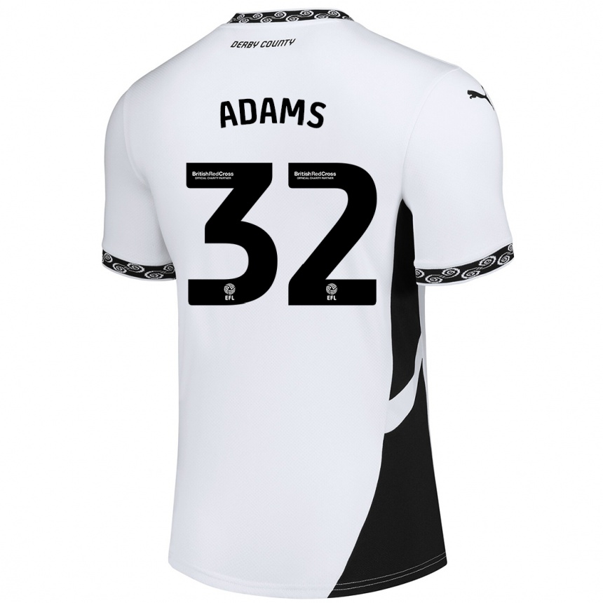 Kids Football Ebou Adams #32 White Black Home Jersey 2024/25 T-Shirt Australia