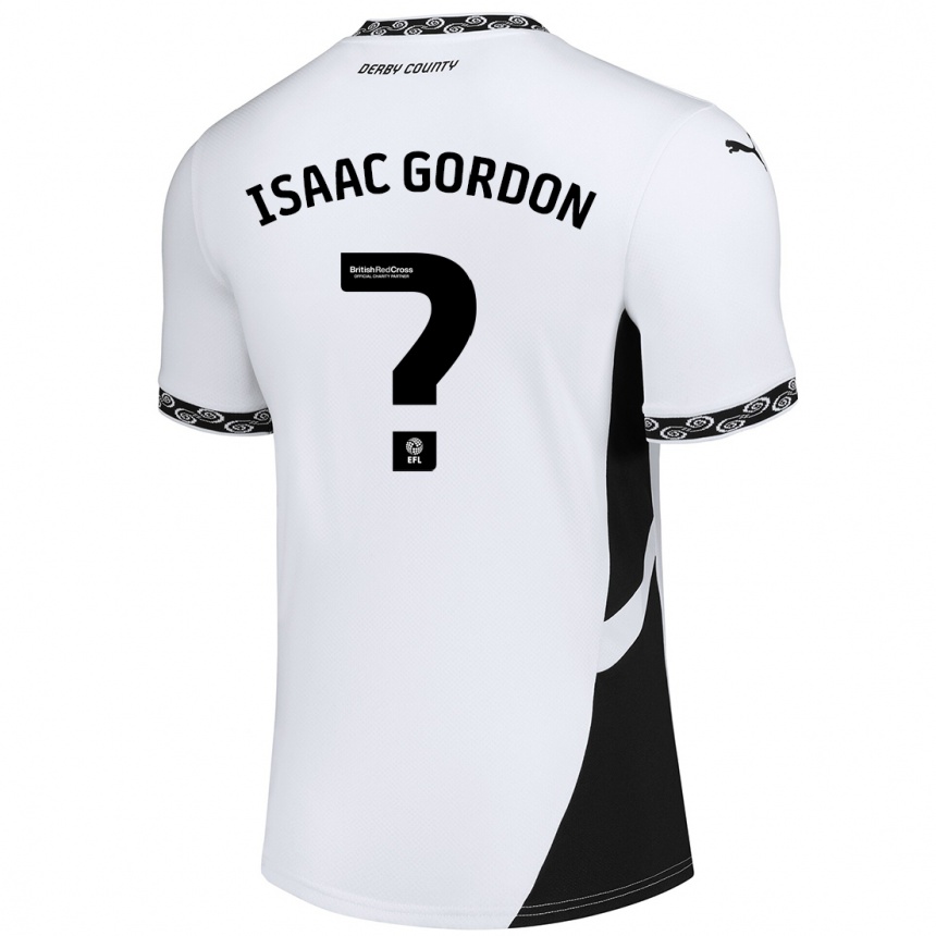 Kids Football Isaac Gordon #0 White Black Home Jersey 2024/25 T-Shirt Australia