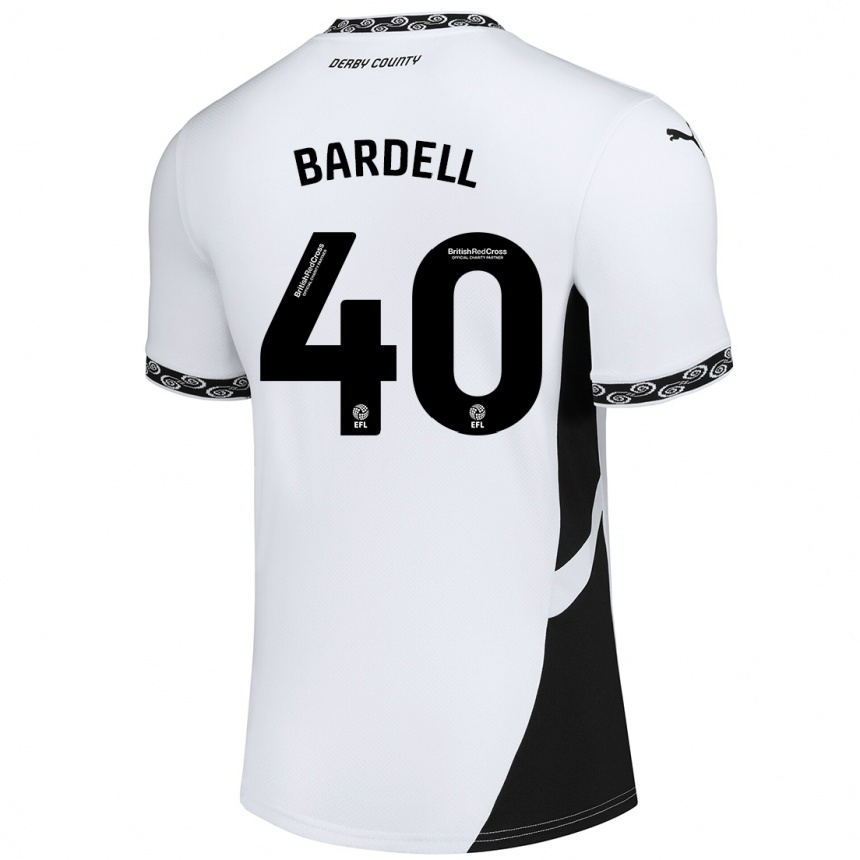 Kids Football Max Bardell #40 White Black Home Jersey 2024/25 T-Shirt Australia