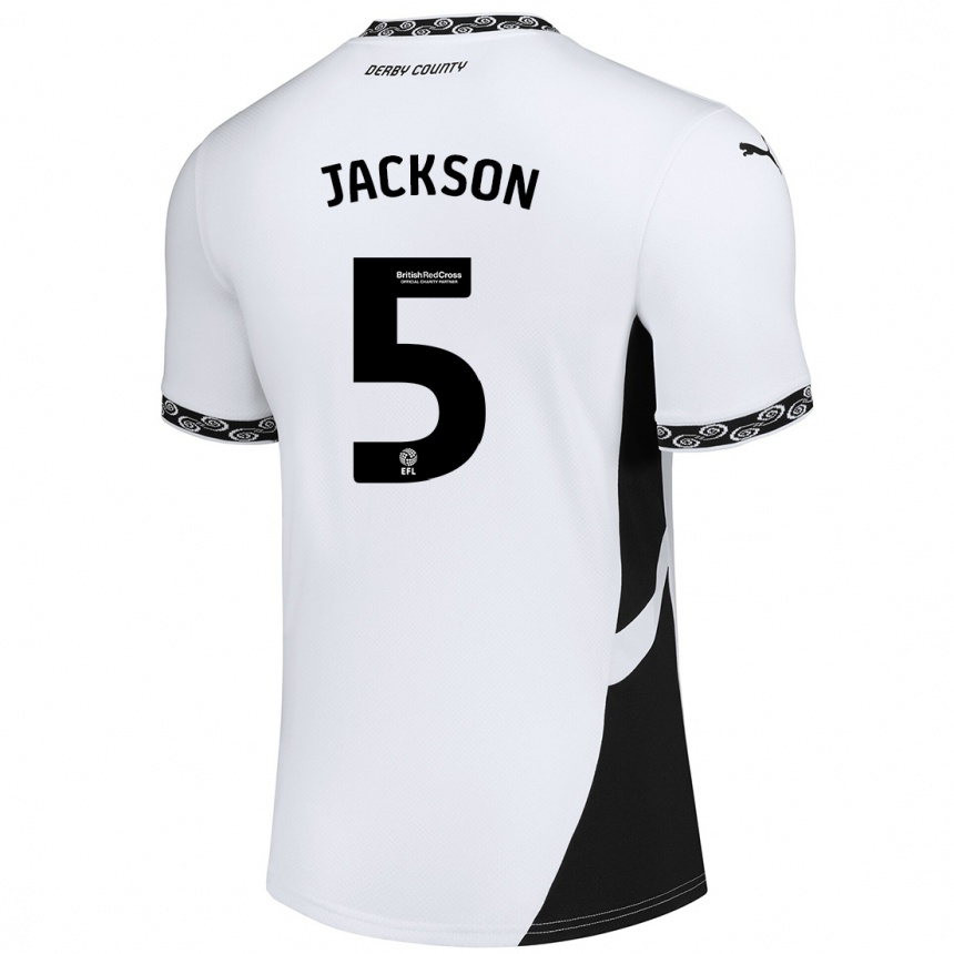 Kids Football Sarah Jackson #5 White Black Home Jersey 2024/25 T-Shirt Australia