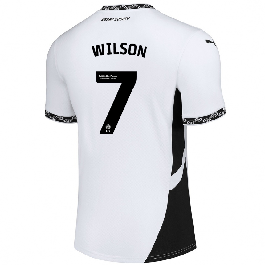 Kids Football Emelia Wilson #7 White Black Home Jersey 2024/25 T-Shirt Australia